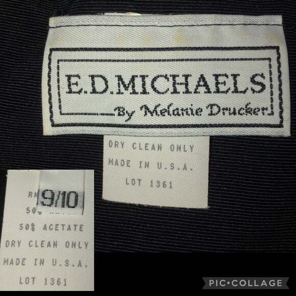 Vintage E.D. Michael by Melanie Drucker coat dress gold studs shawl collar 9-10 - Picture 11 of 12